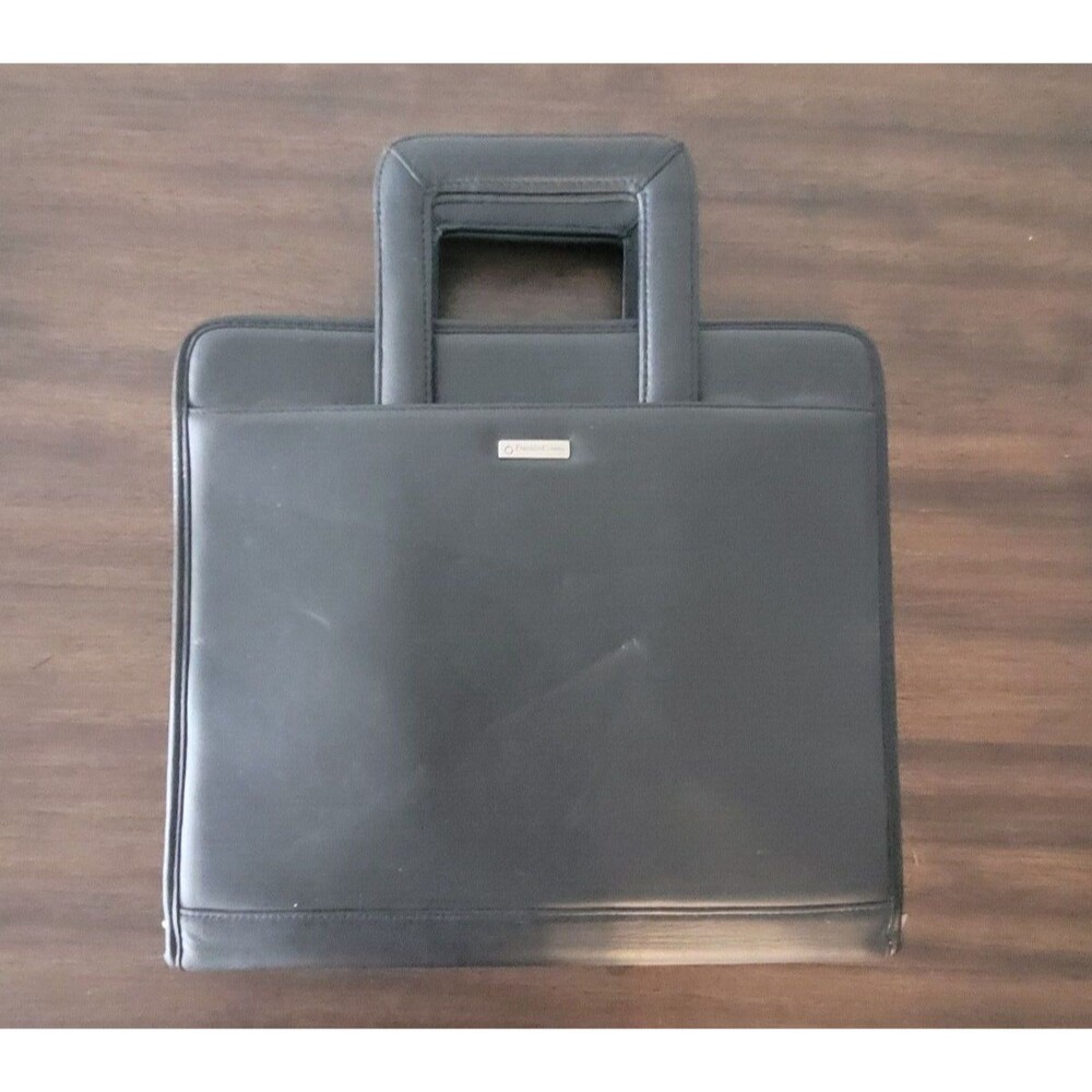 Franklin Covey Black Faux Leather Classic Planner Zippered Binder 3 Rings Handle
